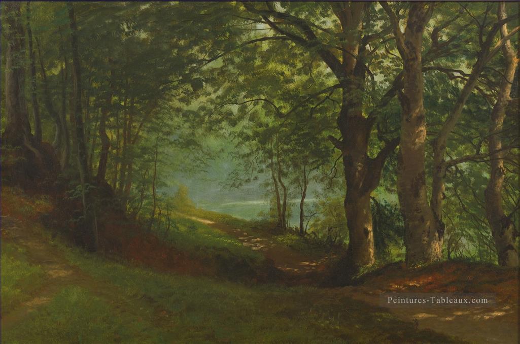PATH BY A LAKE IN A forêt American Albert Bierstadt Peintures à l'huile